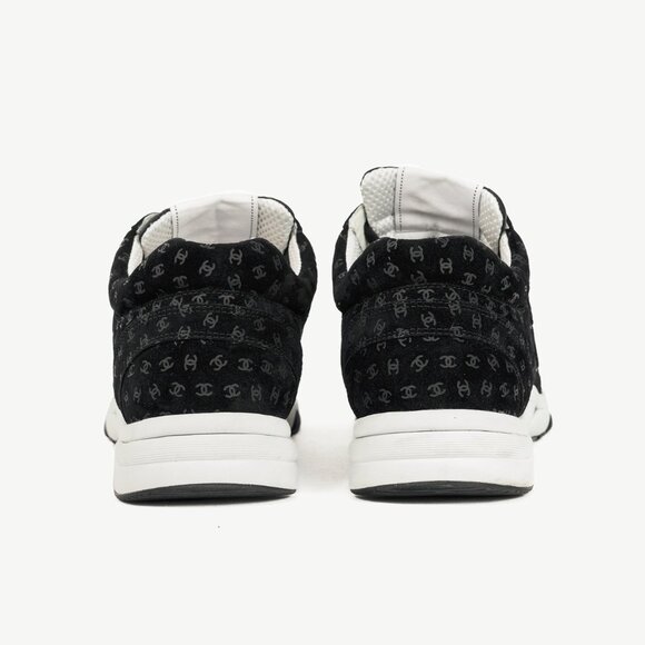 Chanel 22A Black Printed-CC-Logo Suede Low-Top Sneakers - Picture 3 of 15